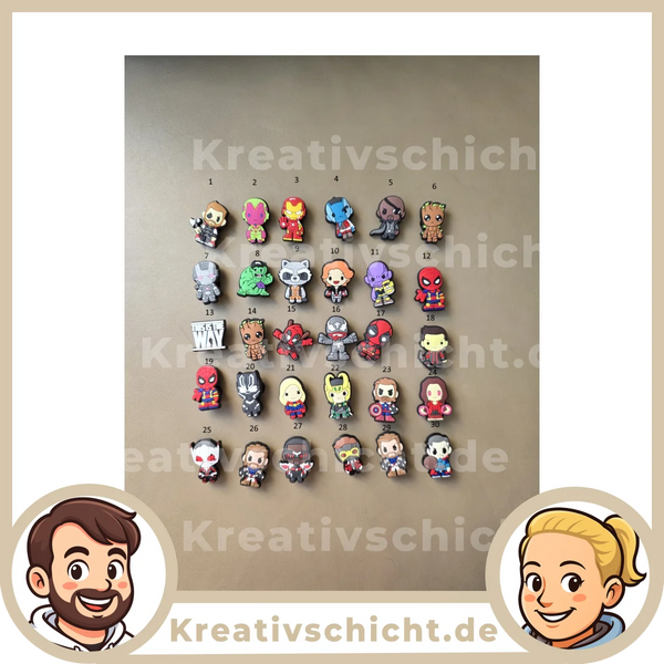 Superhelden Schuh-Charms für Clogs – Comic-inspirierte Motive