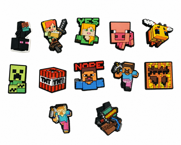 Minecraft style Charms – Schuh Deko Anhänger für Crocs, Clogs, Kinder Schuhe, Jibbitz kompatibel, Schuhclips Accessoires