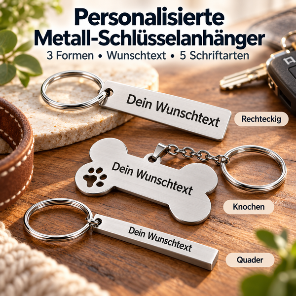 Schlüsselanhänger Metall personalisiert mit Gravur Wunschtext Name Geschenk