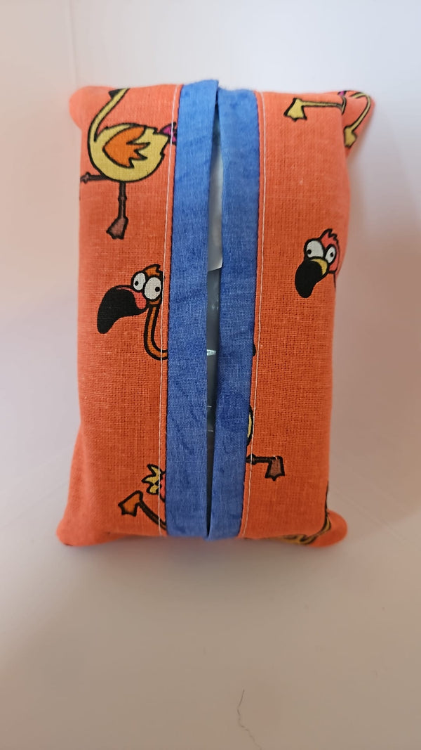 Tissue bag Flamingo design – Hand-sewn & practical for on the go