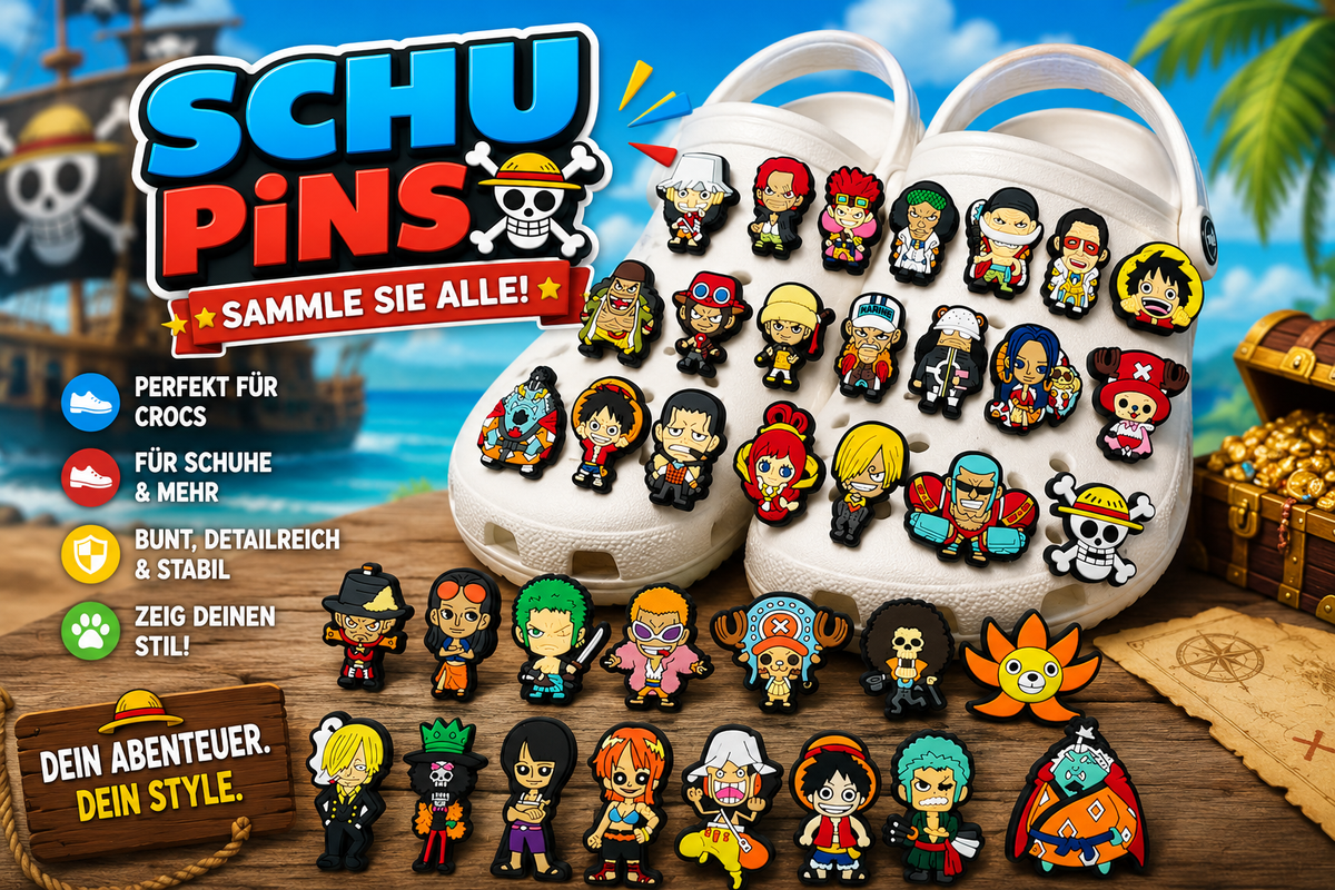Anime Piraten Schuh-Charms für Clogs – bunte Figuren-Motive