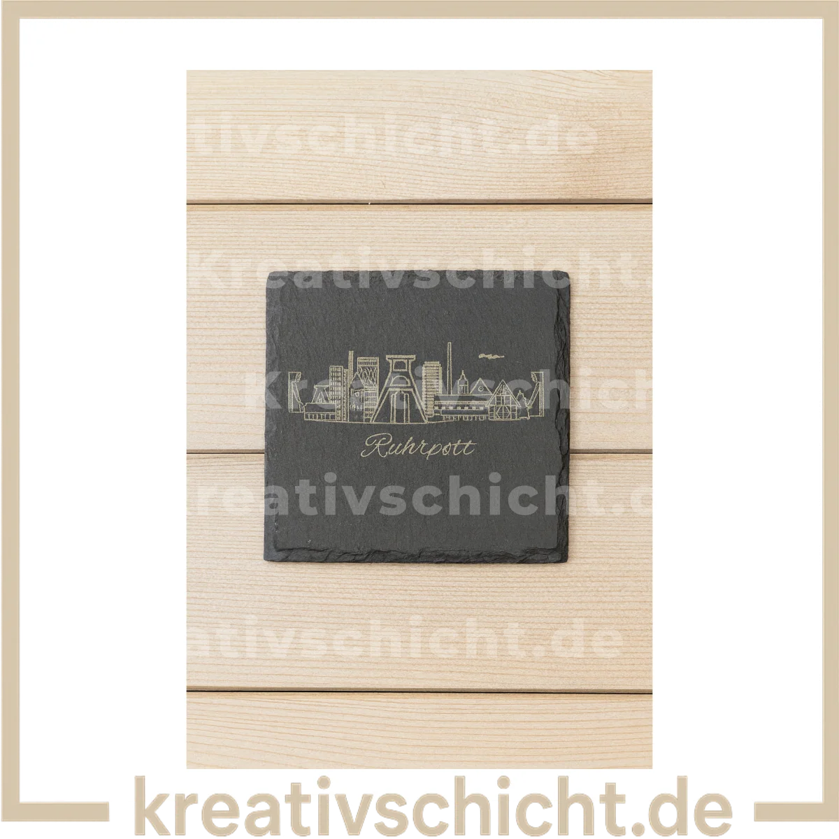 Schiefer Untersetzer 10x10 – Kaffee- & Ruhrpott-Motive