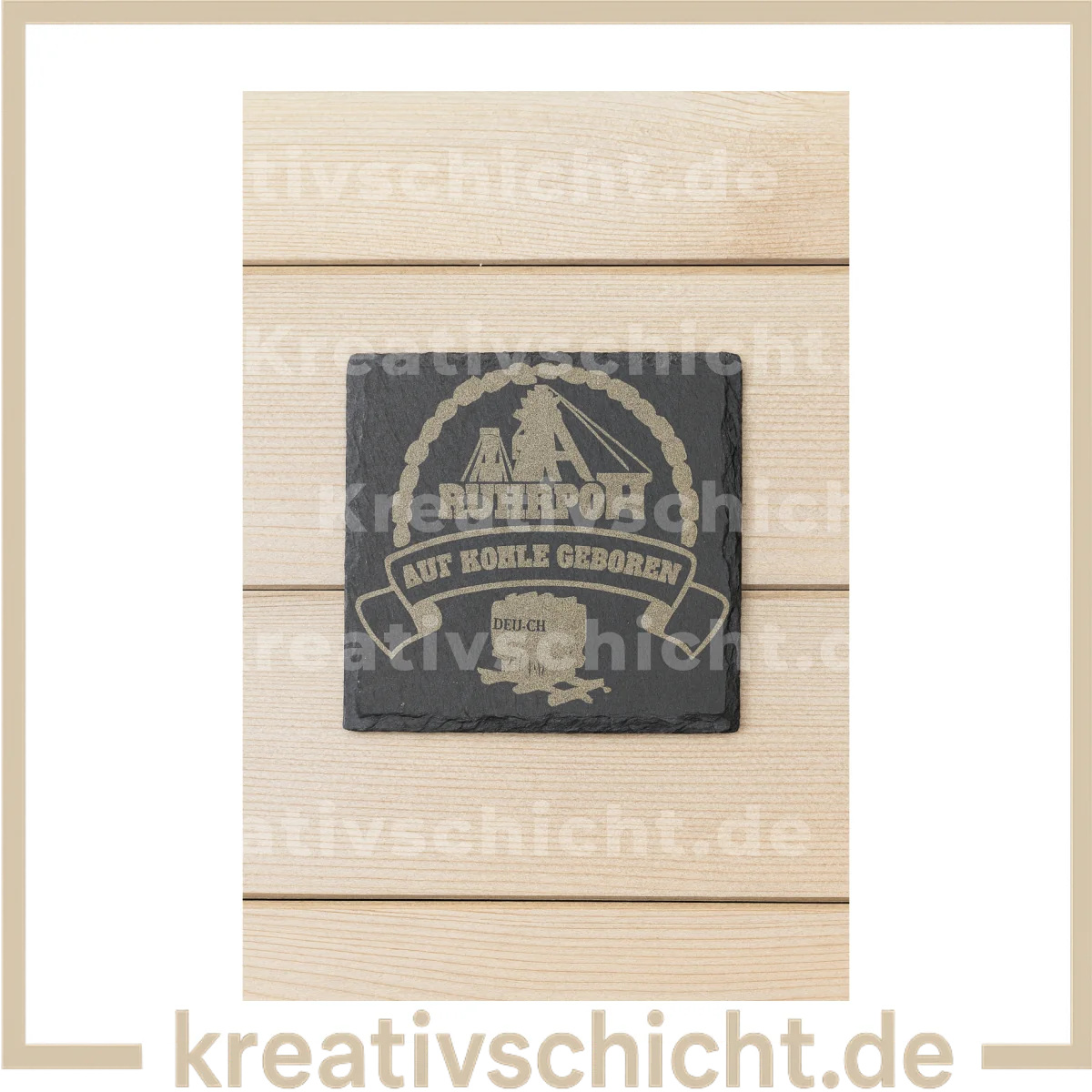 Schiefer Untersetzer 10x10 – Kaffee- & Ruhrpott-Motive