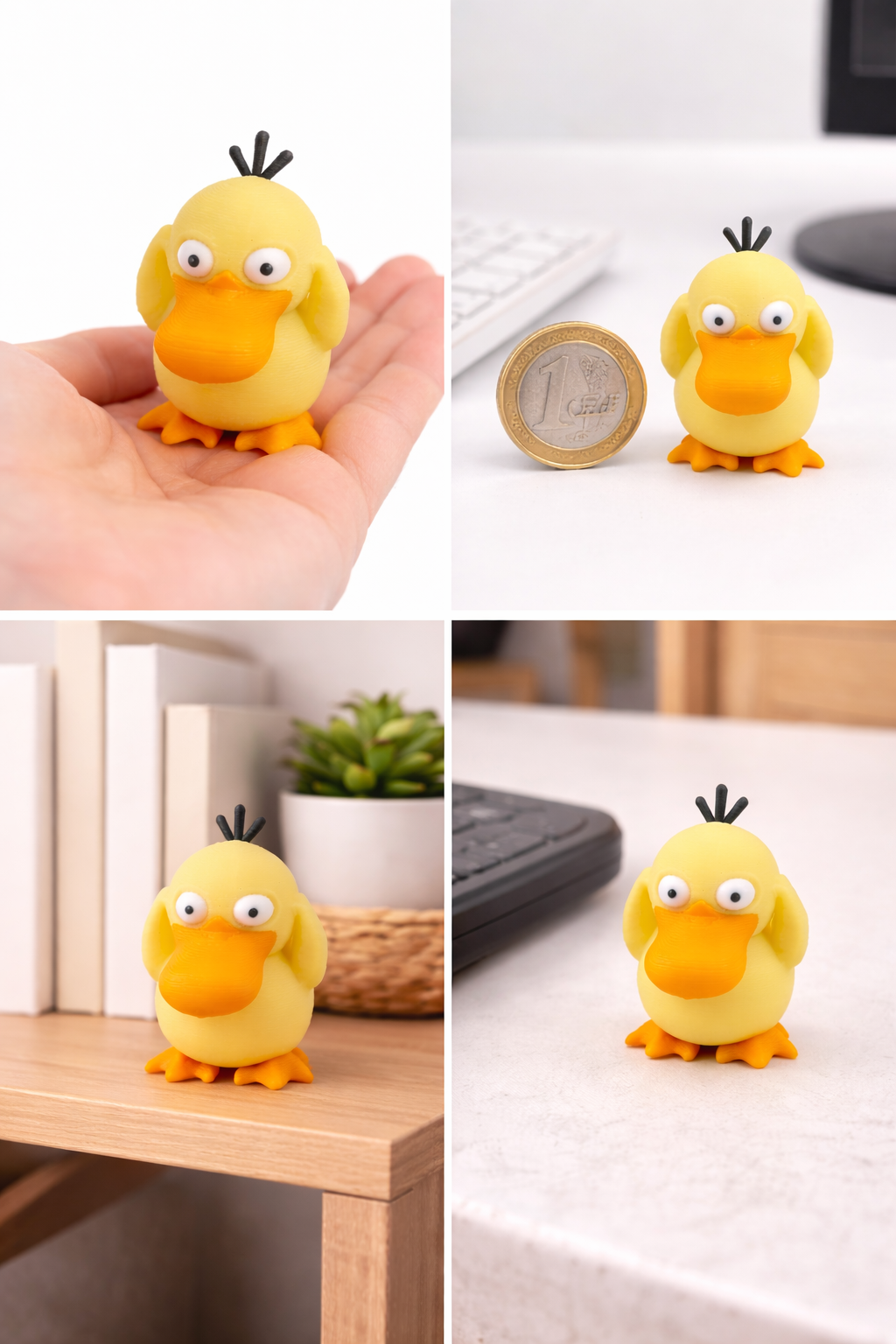 Gelbe Entenfigur – 3D-gedruckt & handveredelt (ca. 4 cm)