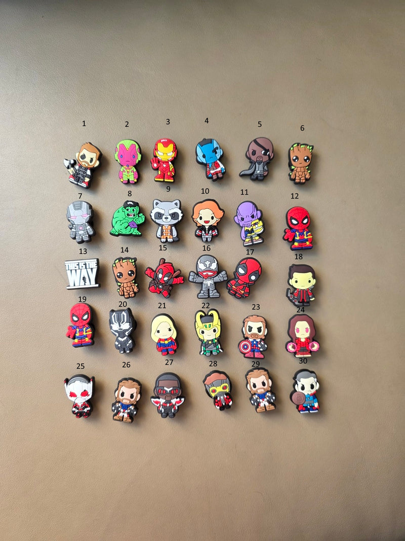 Marvel Croc Charms – Schuh Deko Anhänger für Crocs, Clogs, Kinder Schuhe, Jibbitz kompatibel, Schuhclips Accessoires