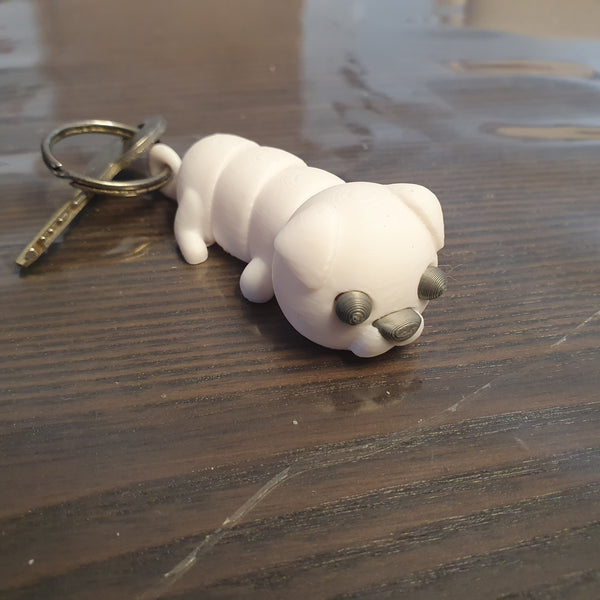 Mops Schlüsselanhänger – handgemacht, Flexibel, Geschenkidee