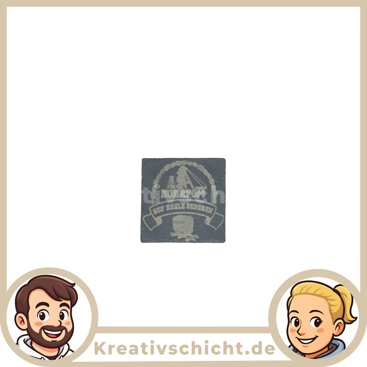 Schieferuntersetzer 10x10 cm mit Ruhregebiets Gravuren