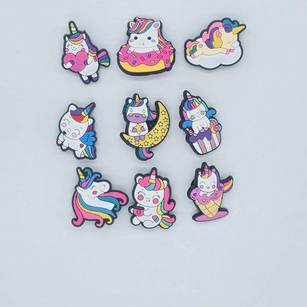 Einhorn Charms – Schuh Deko Anhänger für Crocs, Clogs, Kinder Schuhe, Jibbitz kompatibel, Schuhclips Accessoires