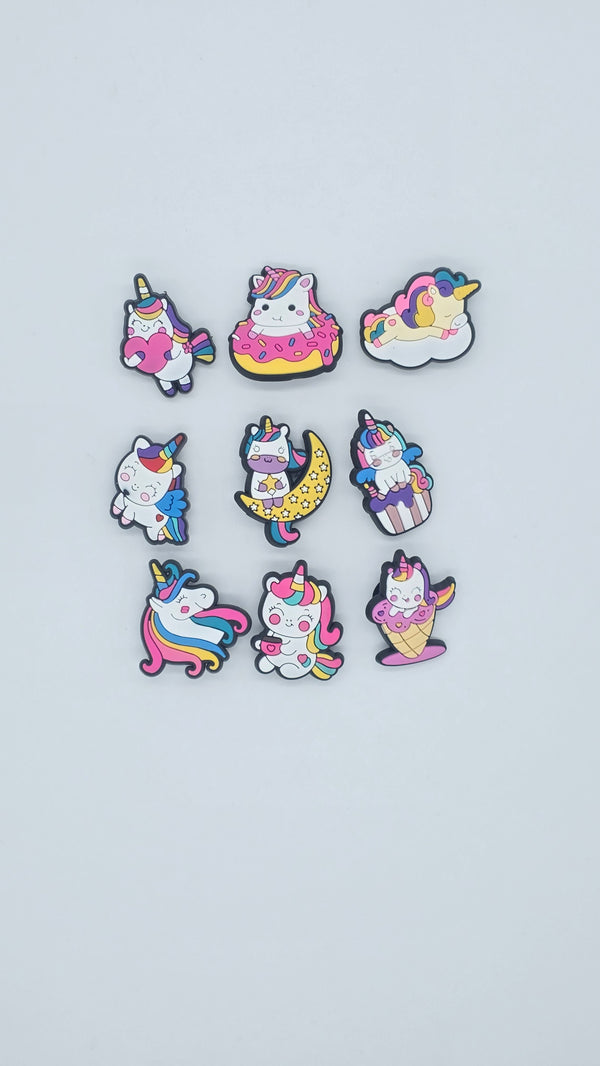 Einhorn Charms – Schuh Deko Anhänger für Crocs, Clogs, Kinder Schuhe, Jibbitz kompatibel, Schuhclips Accessoires