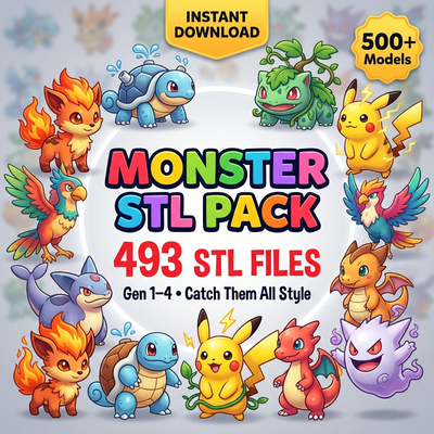 493 Pokemon STL 3D File Bundle Pack 3D Gedruckte Pokemon-Datei - Pokemon Miniatures Modelle, STL Pokemon Hohe Qualität