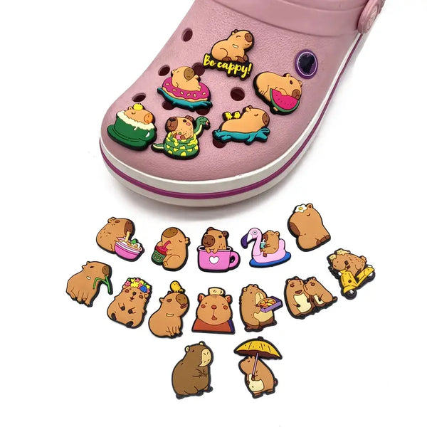 Capybara Schuhanhänger | Süßes Capybara | Capybara | Holzschuh Charms für Kinder | Lustige Wasserschweine | Einzigartige Clog Charms