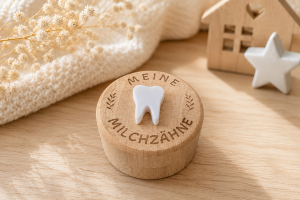 Meine Milchzähne – Holz Zahndose mit Zahn