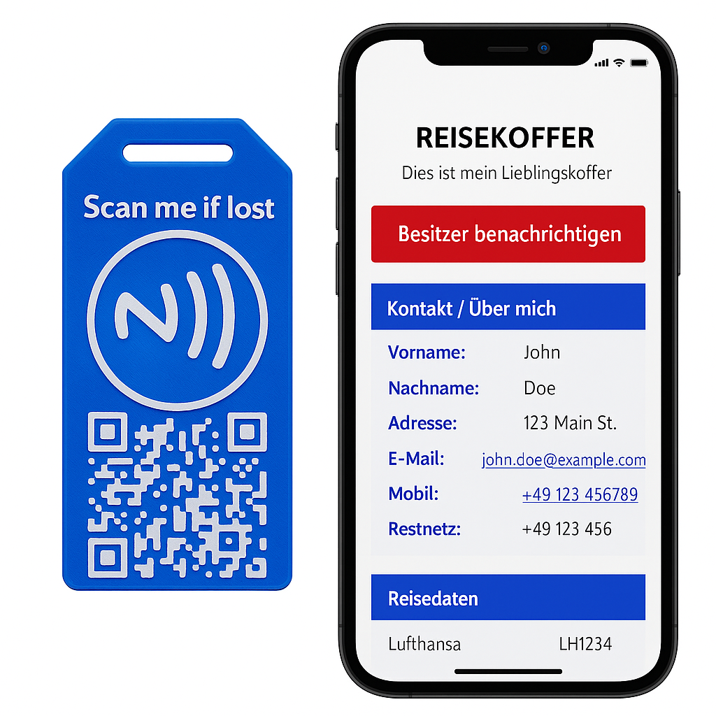 Smarter Reisekoffer Tag mit NFC Familien Pack (3 stk.)