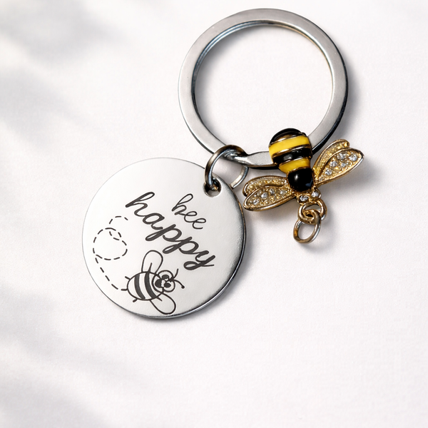 Silver key ring engraved with 