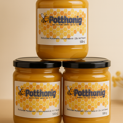 Potthonig | Echter Deutscher Blütenhonig | Flüssiger Imkerhonig aus Bochum | 3 x 500g Glas | Regional & naturbelassen