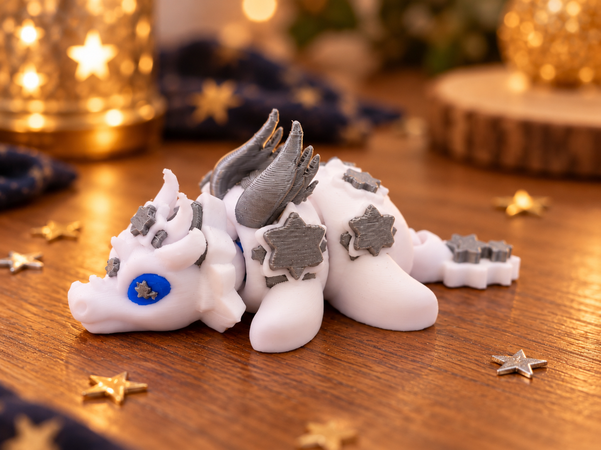 Süßer Sternendrache 3D Druck beweglich Mini Drache Fidget Fantasy Deko Figur