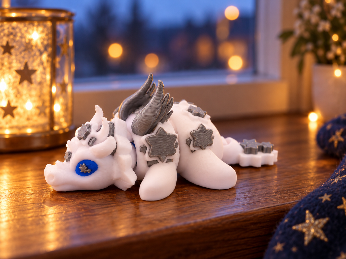 Süßer Sternendrache 3D Druck beweglich Mini Drache Fidget Fantasy Deko Figur