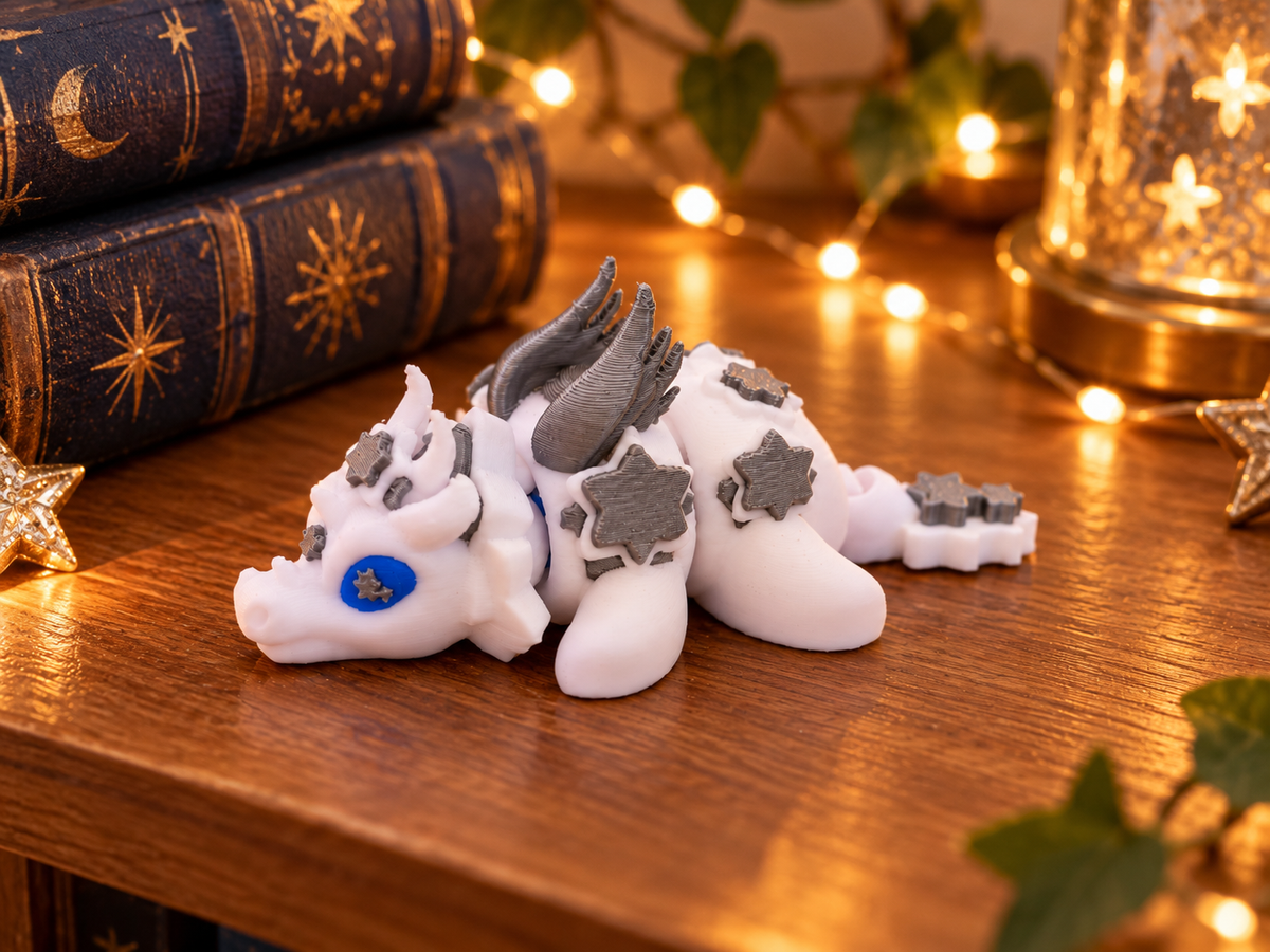 Süßer Sternendrache 3D Druck beweglich Mini Drache Fidget Fantasy Deko Figur