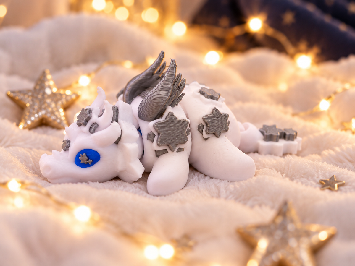 Süßer Sternendrache 3D Druck beweglich Mini Drache Fidget Fantasy Deko Figur