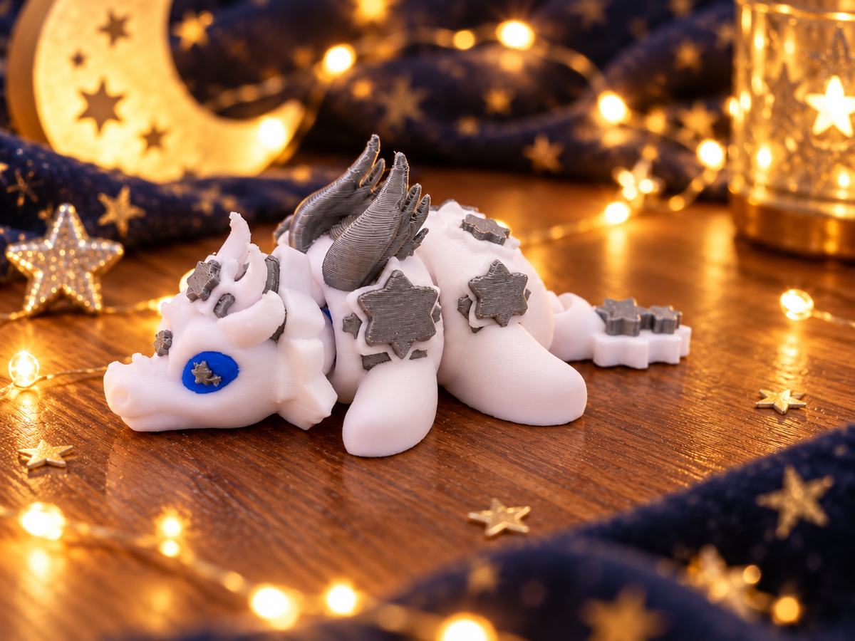 Süßer Sternendrache 3D Druck beweglich Mini Drache Fidget Fantasy Deko Figur