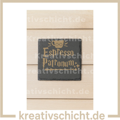 Schiefer Untersetzer 10x10 – Espresso Patronum | Ruhrgebiet | Kaffee Geschenk