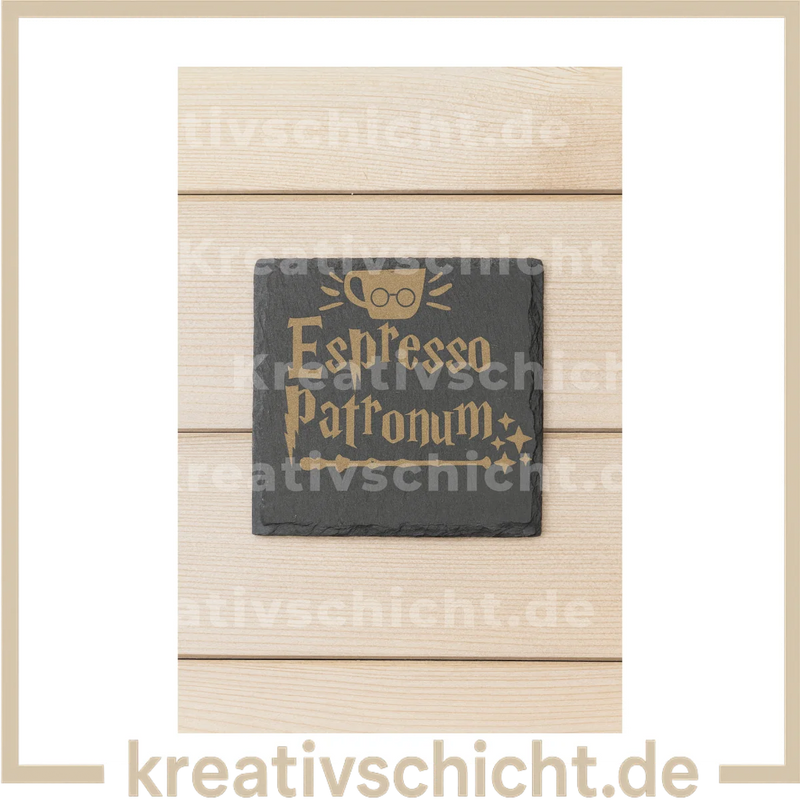 Schiefer Untersetzer 10x10 – Espresso Patronum | Ruhrgebiet | Kaffee Geschenk