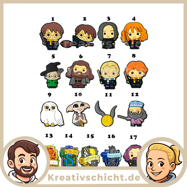 Harry Potter Croc Charm – Schuh Deko Anhänger für Crocs, Clogs, Kinder Schuhe, Jibbitz kompatibel, Schuhclips Accessoires