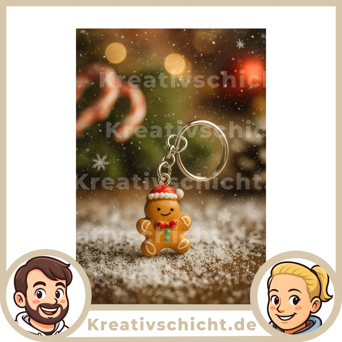 Gingerbread Man Keychain 2cm Plastic Christmas Gingerbread Gift