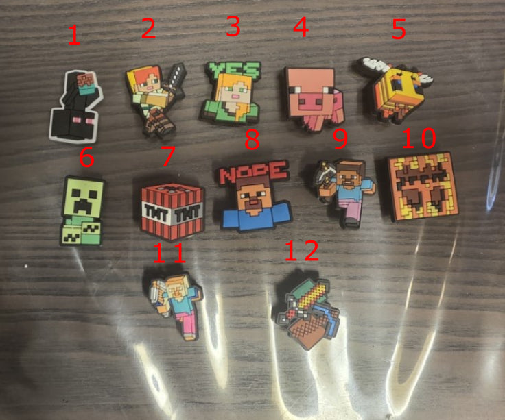 Minecraft style Charms – Schuh Deko Anhänger für Crocs, Clogs, Kinder Schuhe, Jibbitz kompatibel, Schuhclips Accessoires