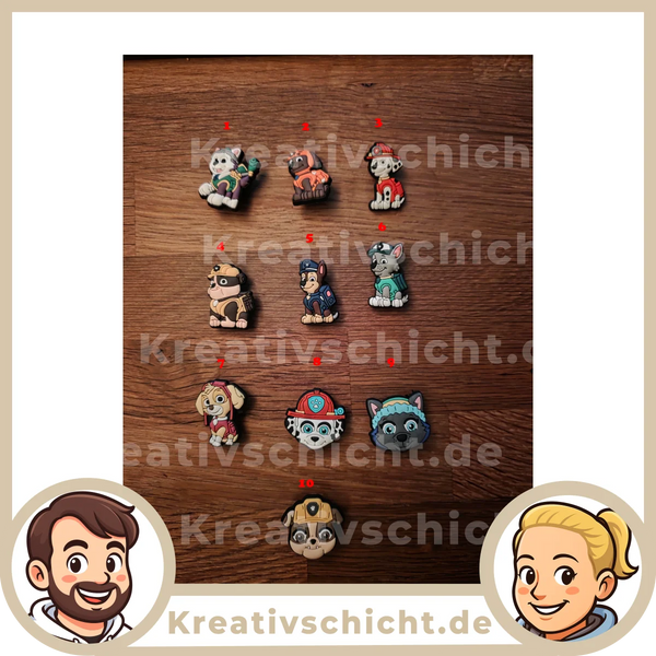 Hunde Patrol Paw Charms – Schuh Deko Anhänger für Crocs, Clogs, Kinder Schuhe, Jibbitz