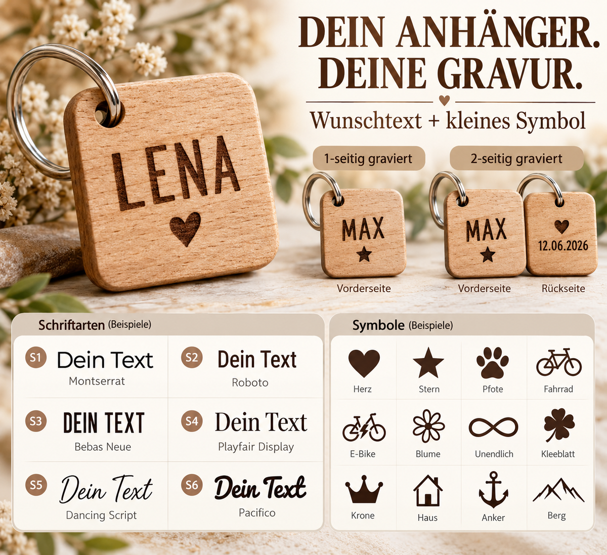 Wooden keychain with engraving – bicycle | Handmade gift | Unique wooden pendant