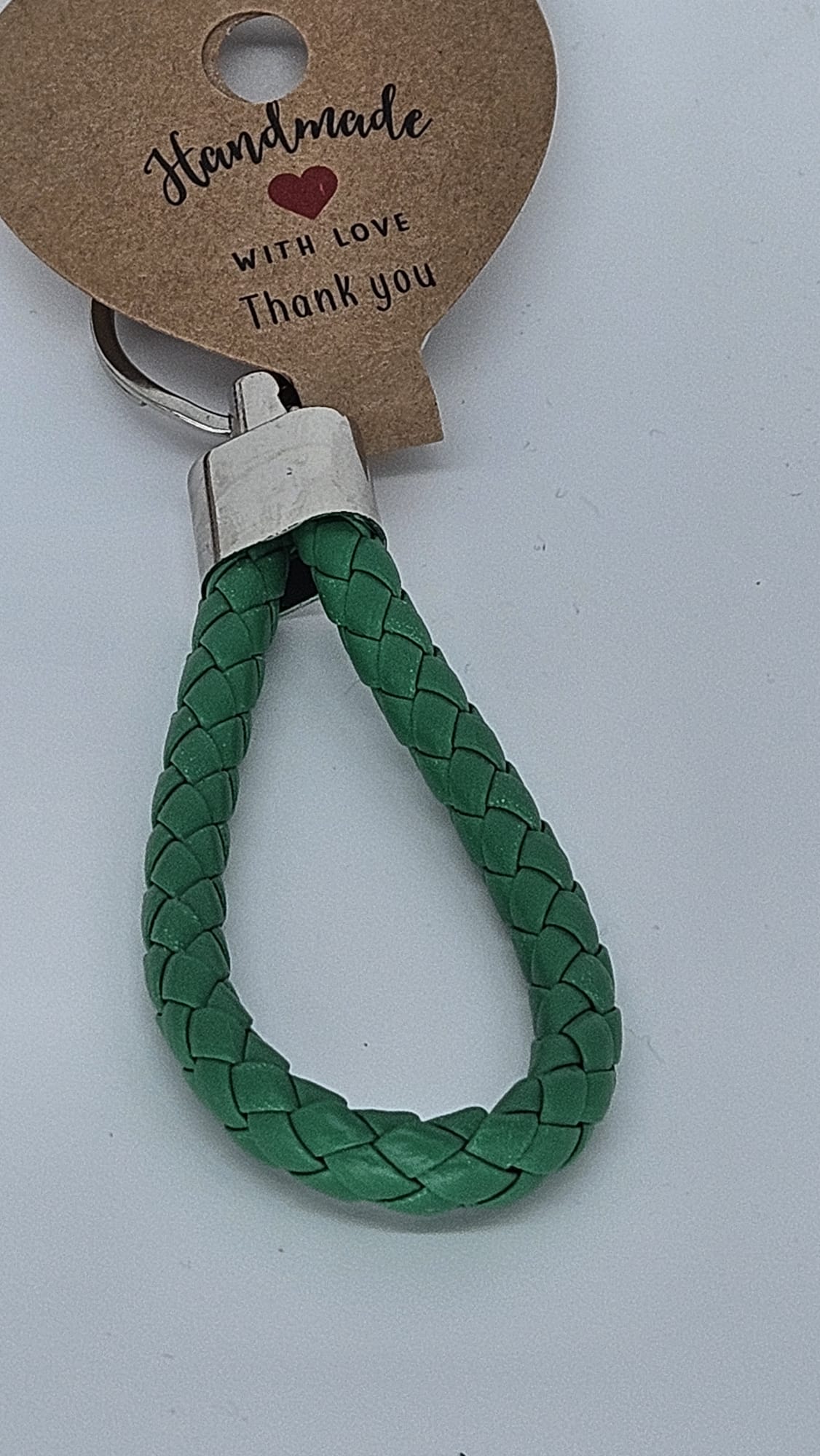 LEATHER LOOK KEYCHAIN ​​Metal Ring Leather Braided Band Pendant 