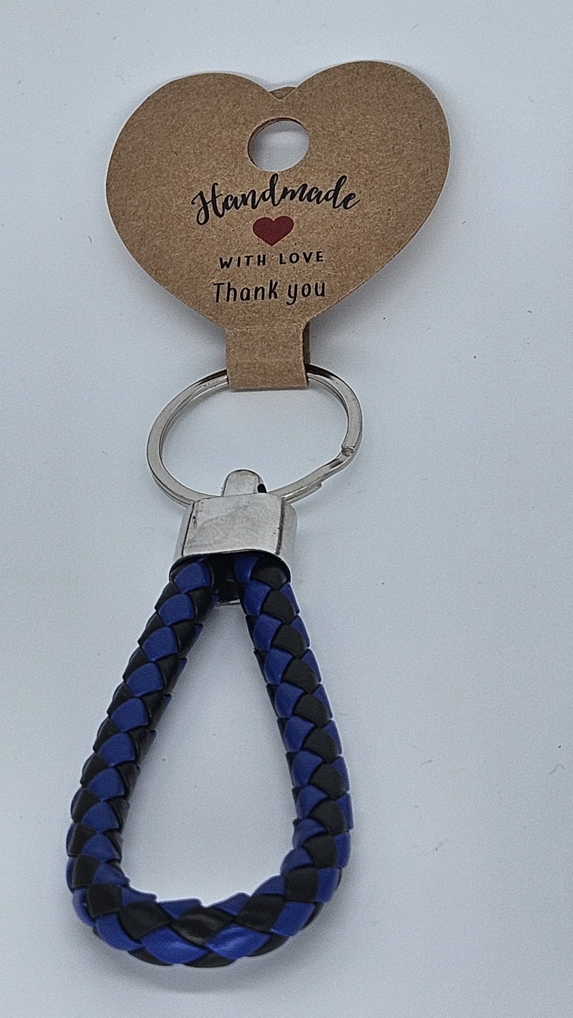 LEATHER LOOK KEYCHAIN ​​Metal Ring Leather Braided Band Pendant 