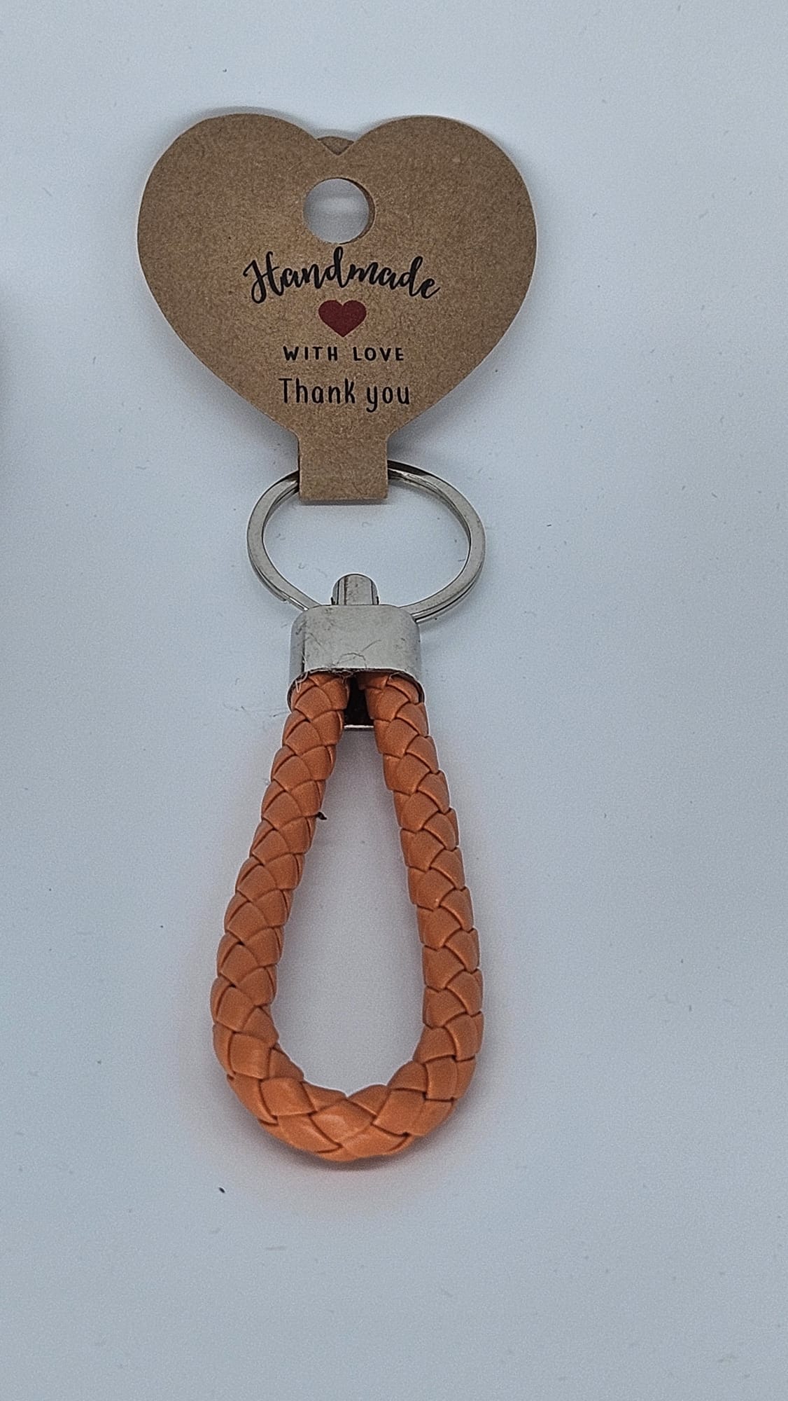 LEATHER LOOK KEYCHAIN ​​Metal Ring Leather Braided Band Pendant 