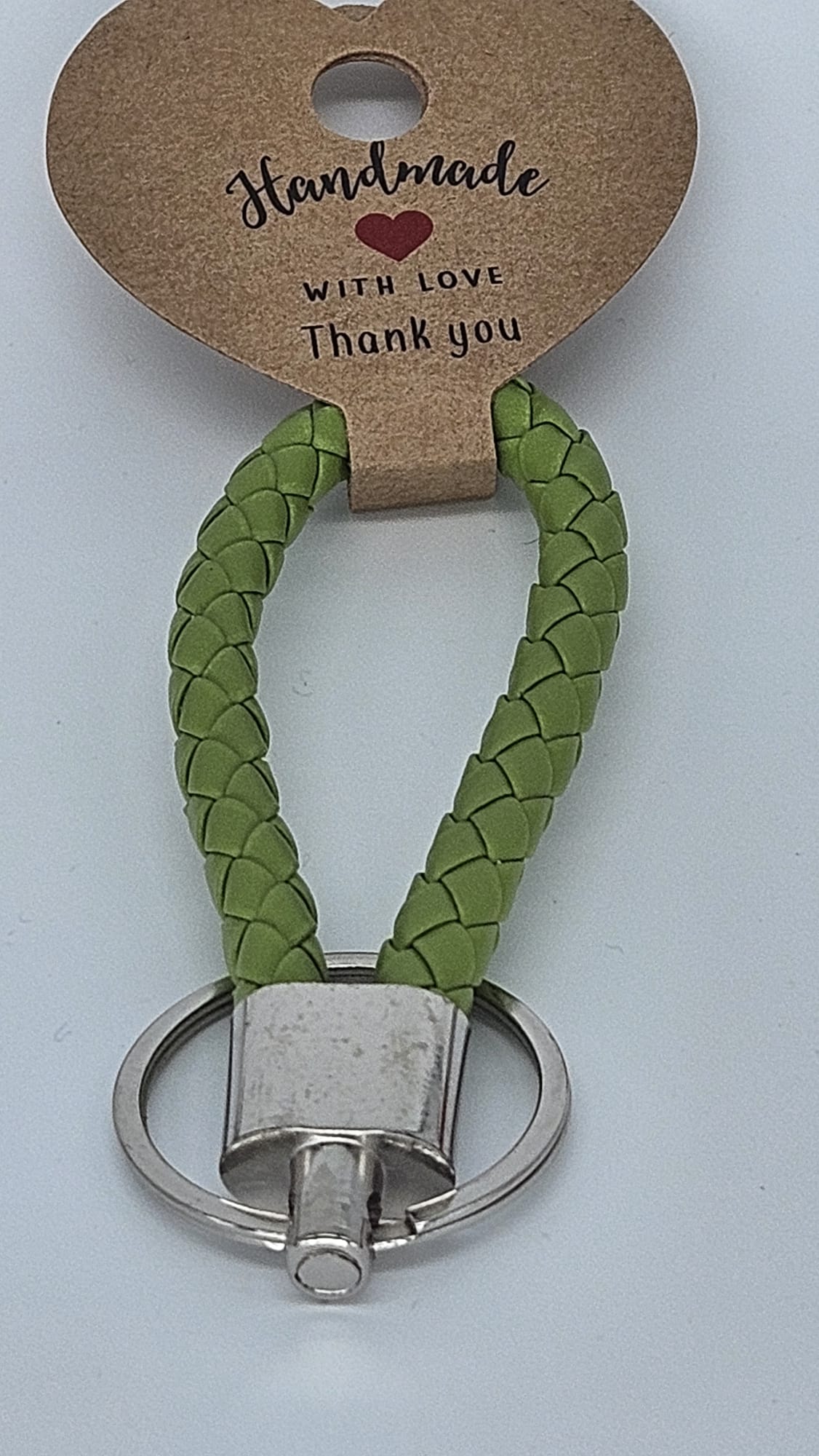 LEATHER LOOK KEYCHAIN ​​Metal Ring Leather Braided Band Pendant 