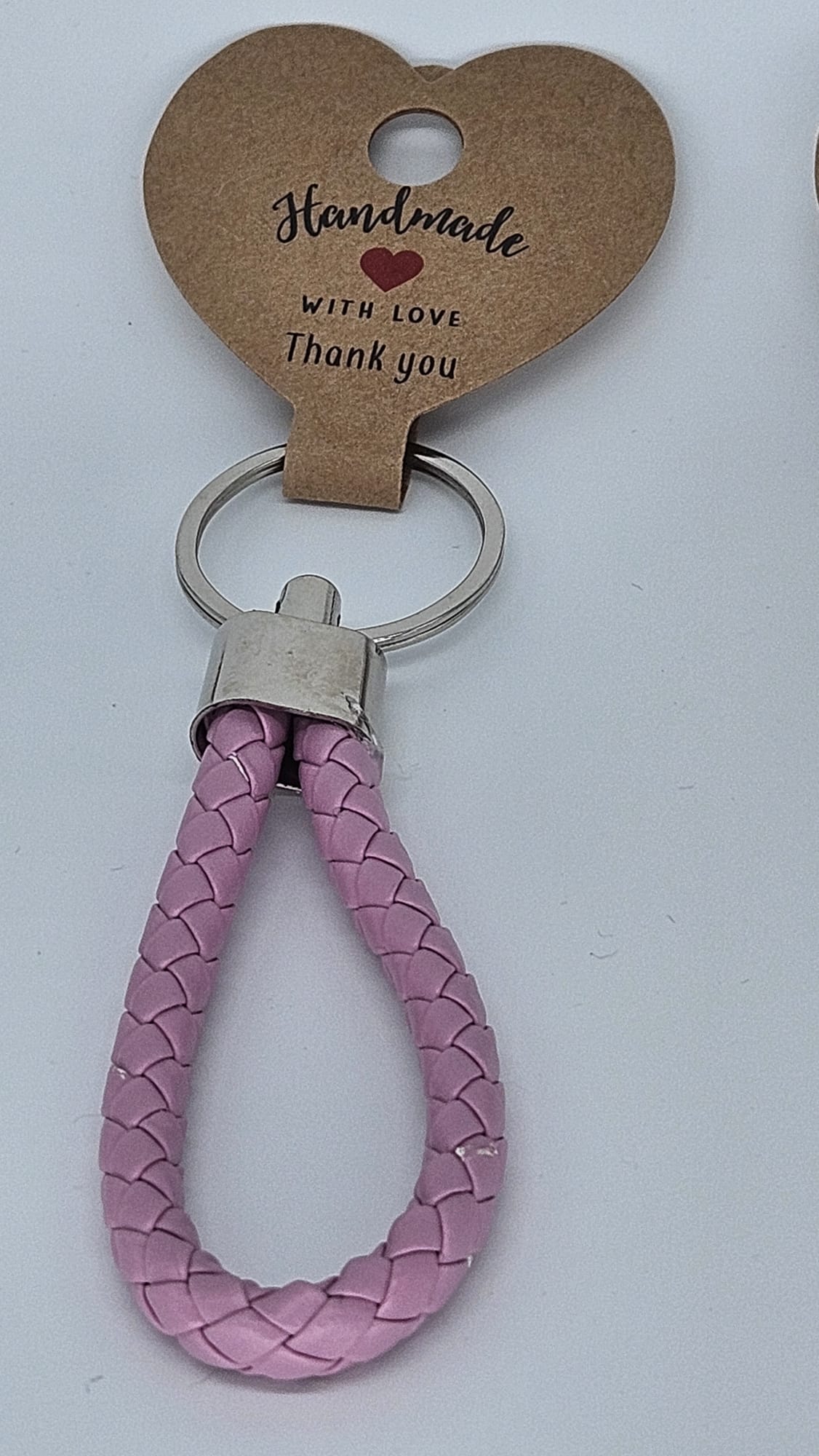 LEATHER LOOK KEYCHAIN ​​Metal Ring Leather Braided Band Pendant 