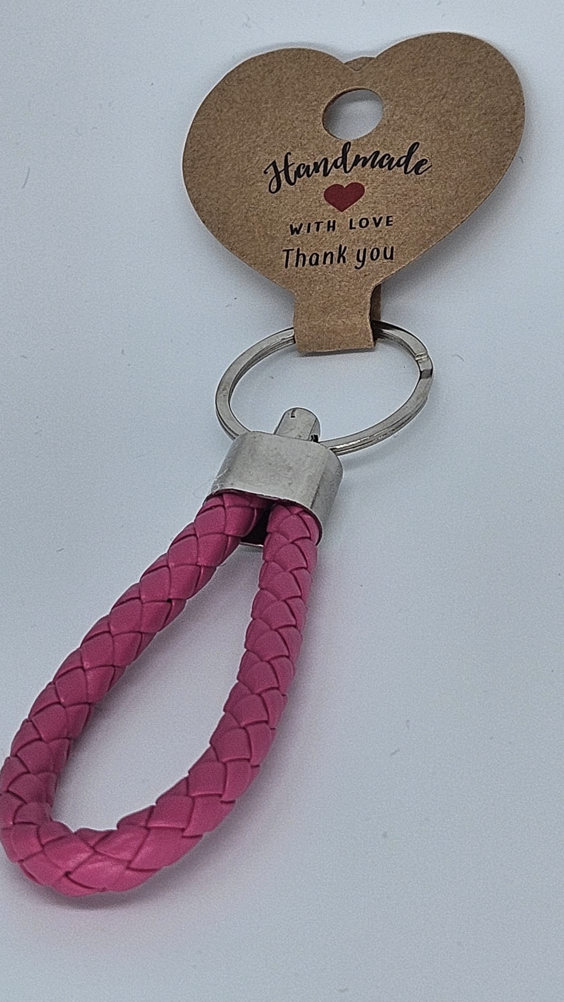 LEATHER LOOK KEYCHAIN ​​Metal Ring Leather Braided Band Pendant 