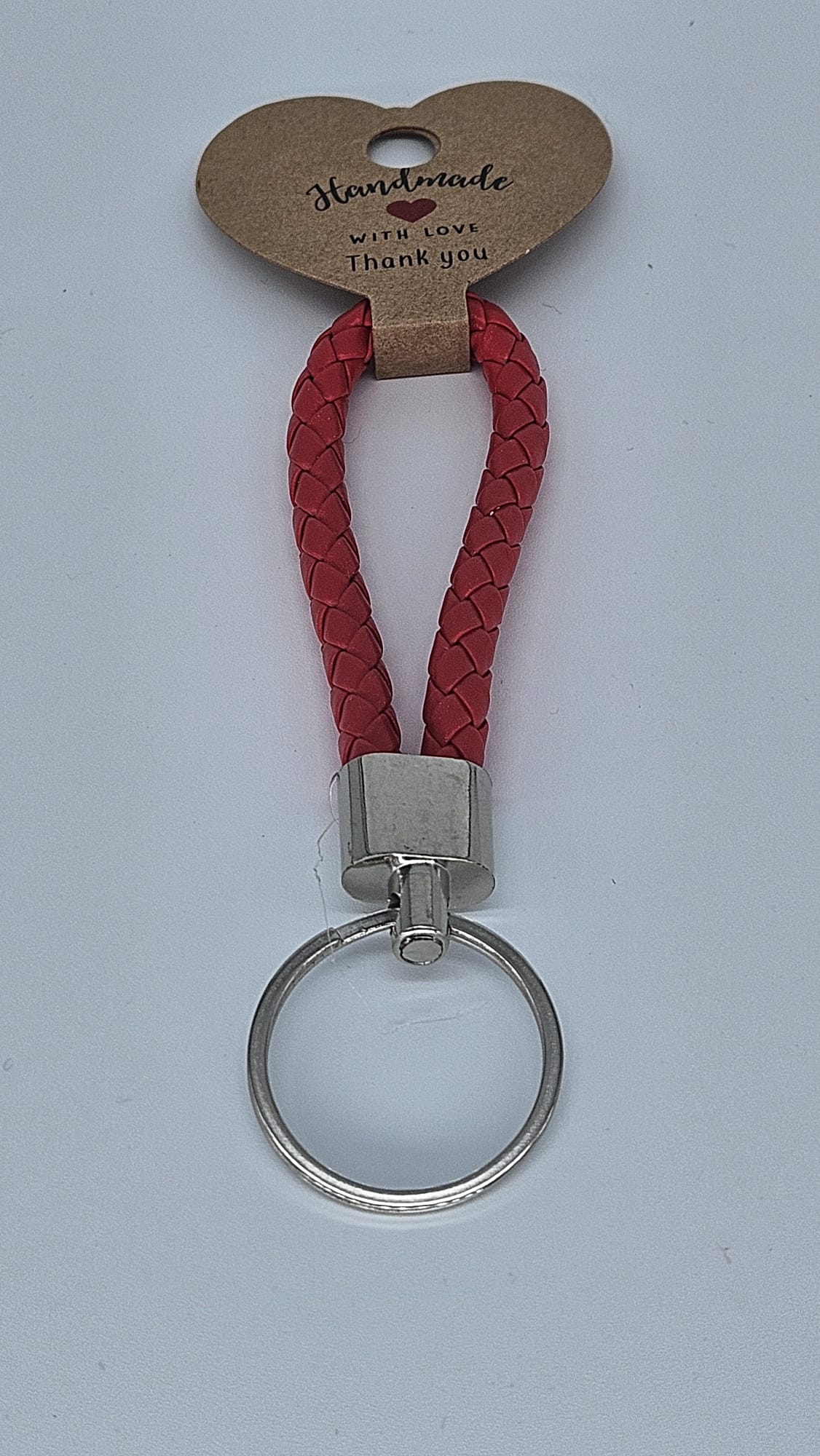 LEATHER LOOK KEYCHAIN ​​Metal Ring Leather Braided Band Pendant 
