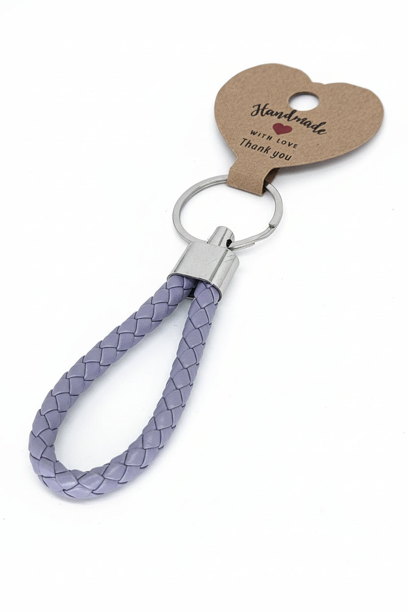 LEATHER LOOK KEYCHAIN ​​Metal Ring Leather Braided Band Pendant 