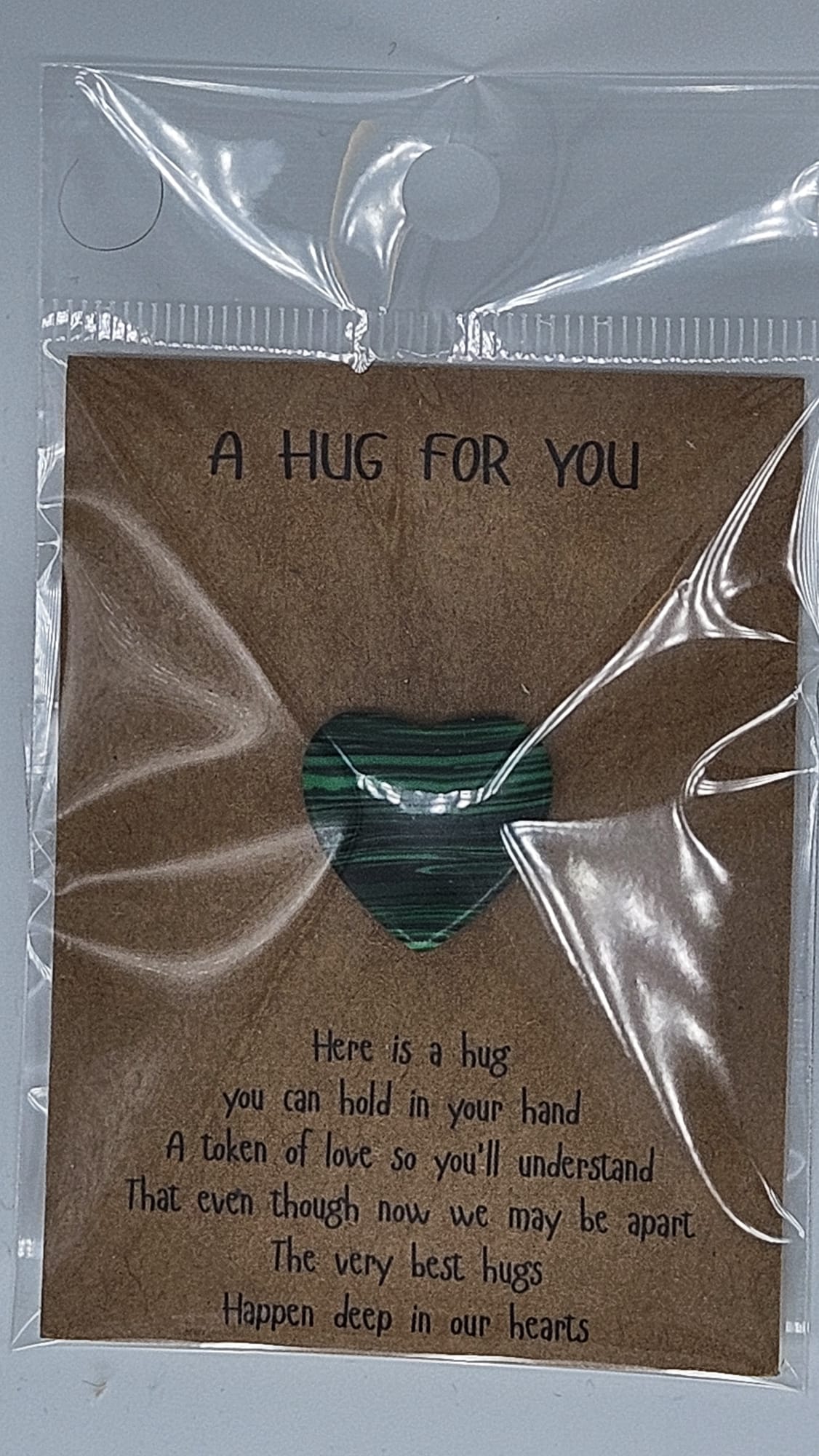 Mini-Glasherz mit Spruch – 'A Hug For You'