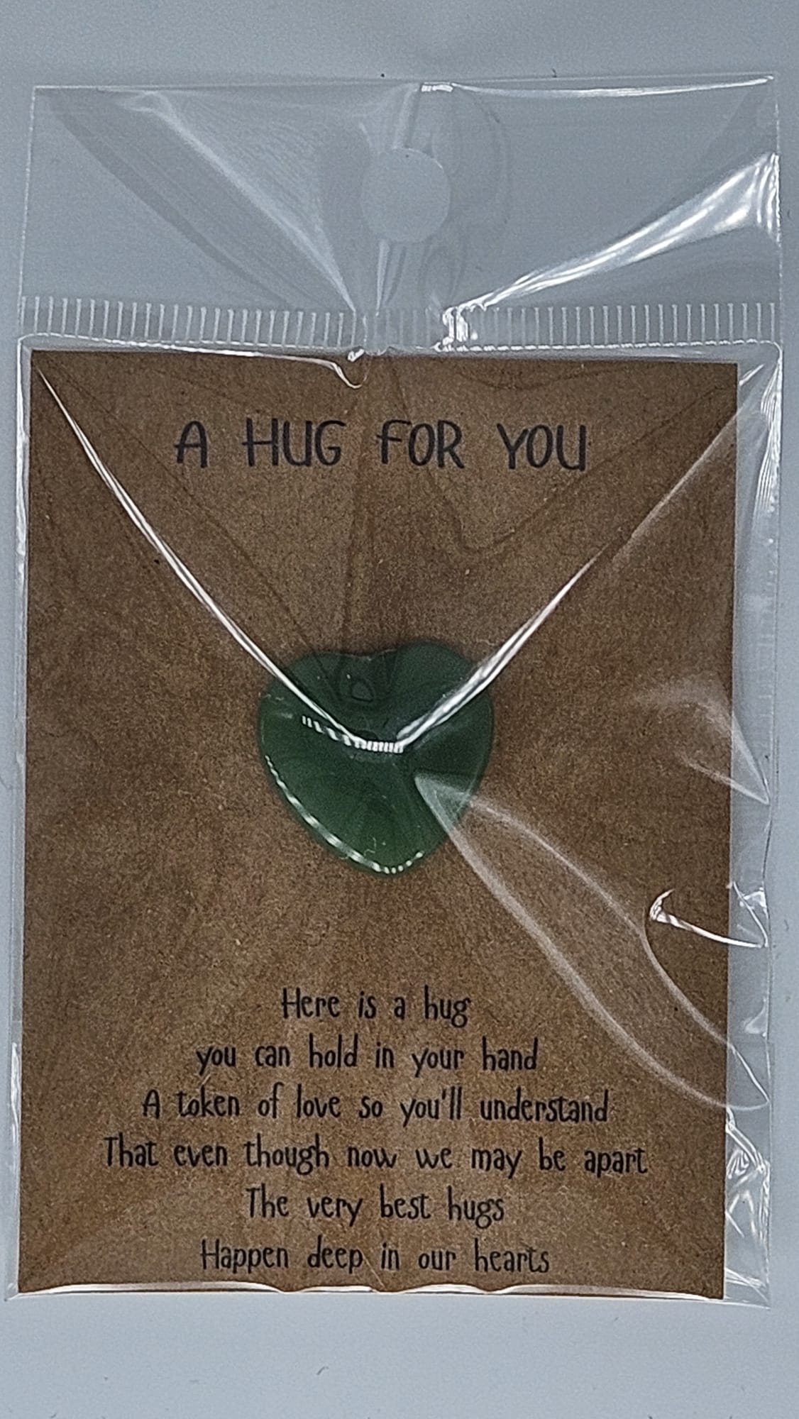 Mini-Glasherz mit Spruch – 'A Hug For You'
