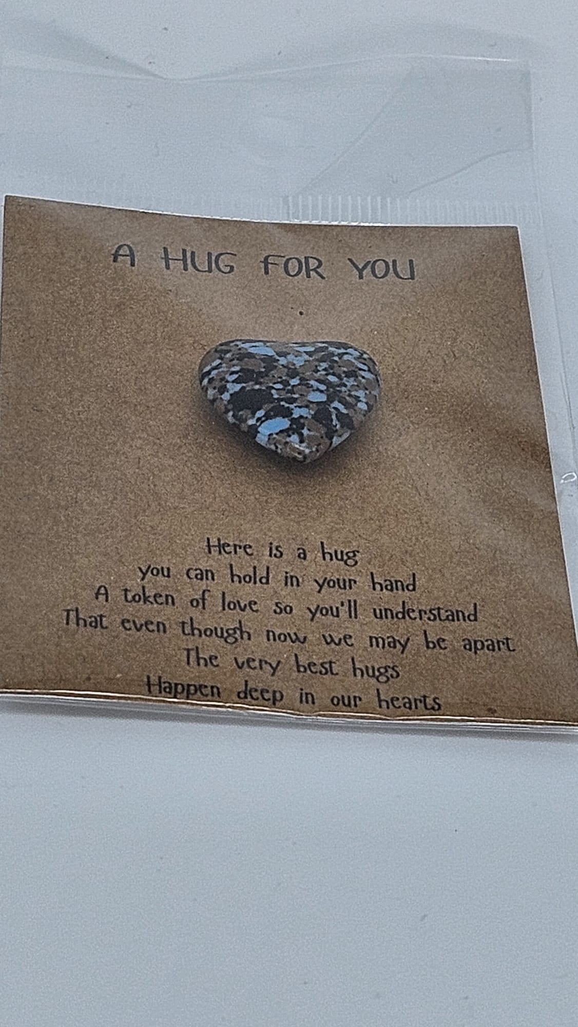 Mini-Glasherz mit Spruch – 'A Hug For You'