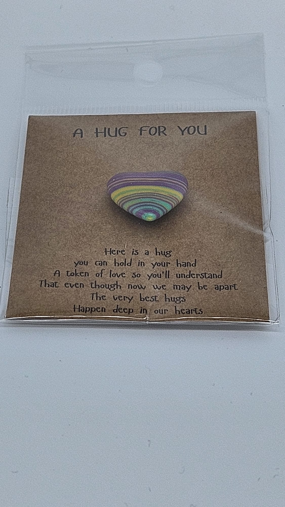 Mini-Glasherz mit Spruch – 'A Hug For You'