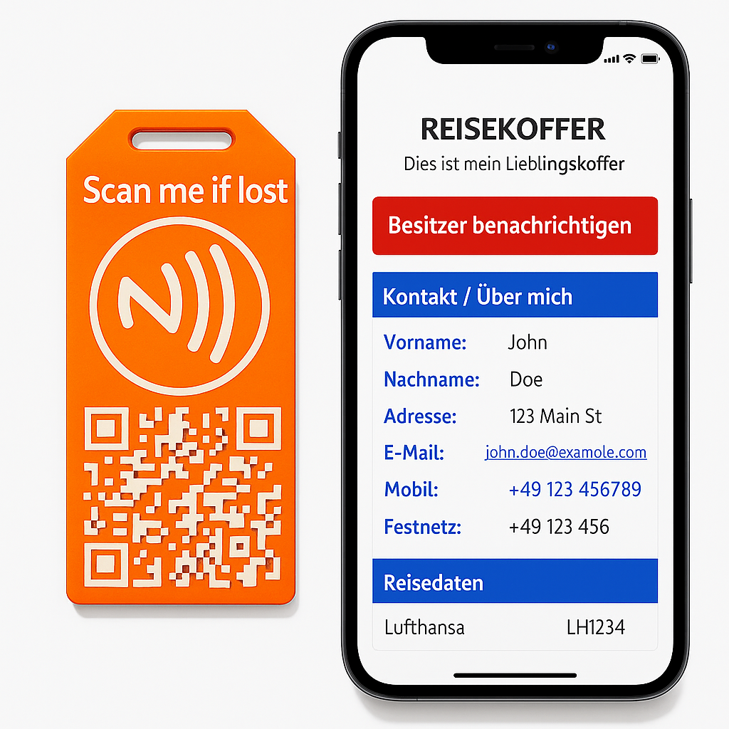Bag-Tag.de -Koffer Tag mit NFC