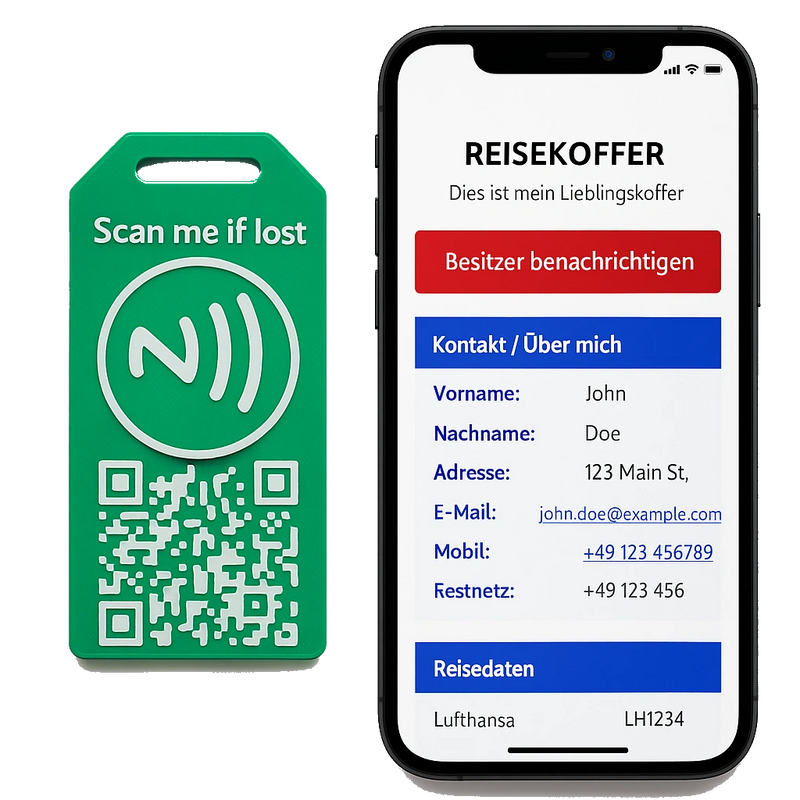 Bag-Tag.de -Koffer Tag mit NFC