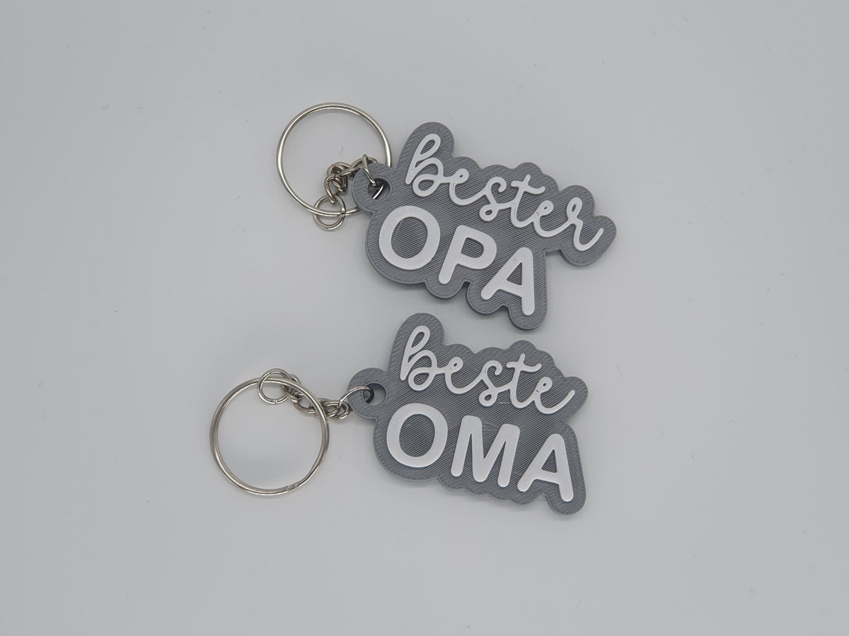 Schlüsselanhänger "Bester Opa / Oma / Mama / Papa" – 3D-gedruckt & personalisierbar – Perfektes Geschenk