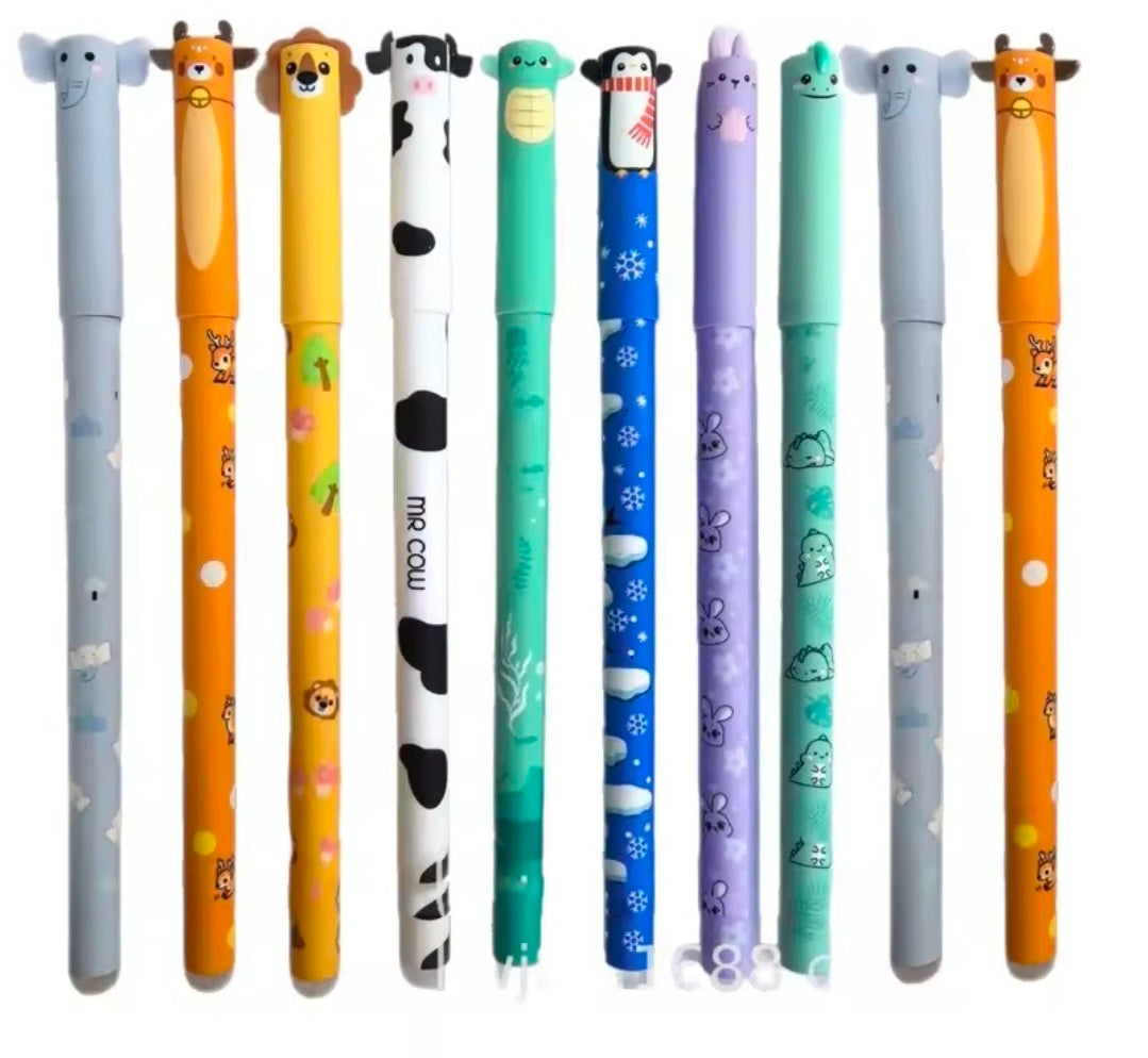 Erasable Gel Pen with Animal Design - Cute Pen for School, Office, Gift