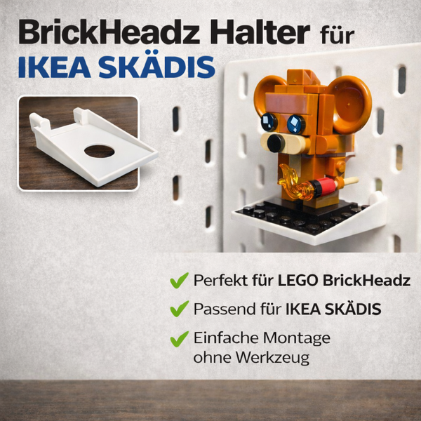 2x Halterungen Lego® BrickHeadz für IKEA Skadis Lochwände