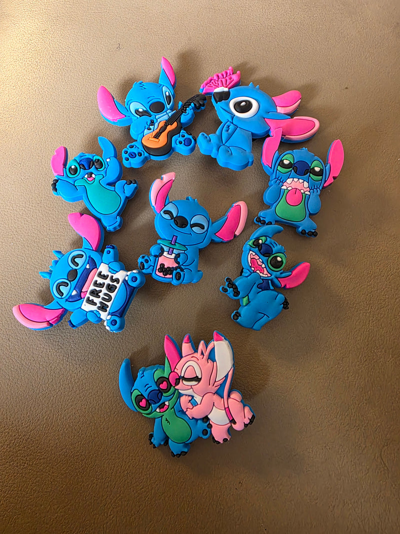 Lilo & Stitch Croc Charms 8 Stück Set – Schuh Deko Anhänger für Crocs, Clogs, Kinder Schuhe, Jibbitz kompatibel, Schuhclips Accessoires