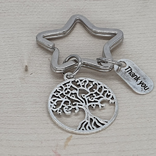 Schlüsselanhänger Lebensbaum – Edelstahl, Gravur ‚Thank You‘, 3 cm